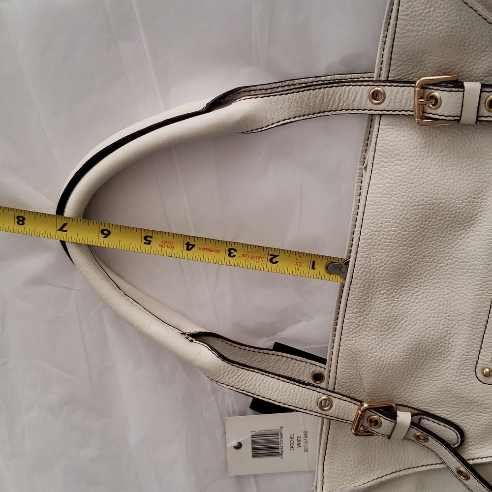 New Bag Leather Satchel Shopper Tote WHITE HandBag Purse NWT - Picture 10 of 16